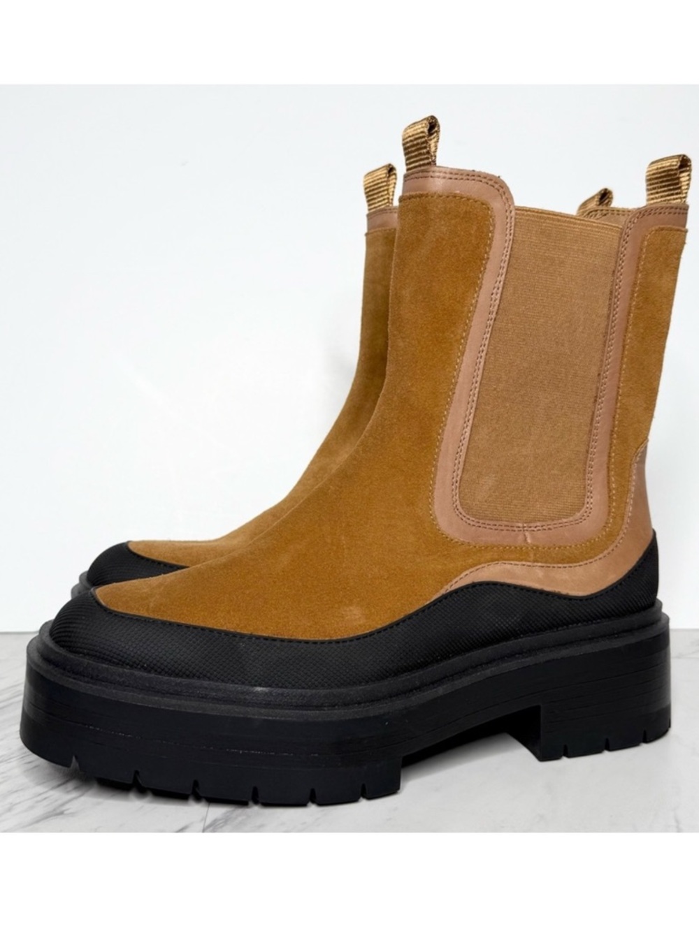 Sam Edelman Lulia Brown Suede Lug Sole Chelsea Boot 8 1/2 M